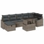 Conjunto de sofá de jardín con cojín 8 pcs Gris Poliratán