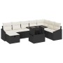 Conjunto de sofá de jardín con cojín 9 pcs Negro Poliratán