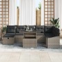 Conjunto de sofá de jardín con cojín 9 pcs Gris Poliratán