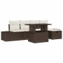 Conjunto de sofá de jardín 7 pcs Marrón Poliratán