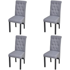 Sillas de comedor 4 unidades tela gris claro