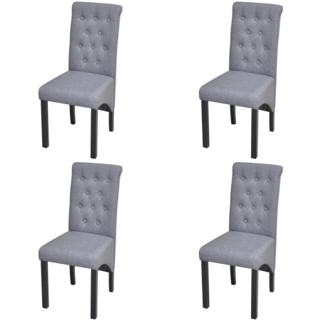 Sillas de comedor 4 unidades tela gris claro