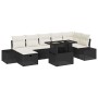 Conjunto de sofá de jardín con cojín 8 pcs Negro Poliratán