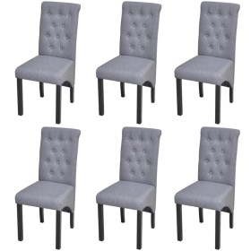 Sillas de comedor 6 unidades de tela gris claro