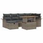 Conjunto de sofá de jardín con cojín 7 pcs Gris Poliratán