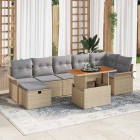 Conjunto de sofá de jardín con cojín 8 pcs Beige Poliratán en Conjuntos de jardín | Comprar online en Foro24