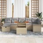 Conjunto de sofá de jardín con cojín 8 pcs Beige Poliratán