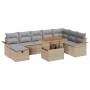 Conjunto de sofá de jardín con cojín 9 pcs Beige Poliratán