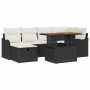 Conjunto de sofá de jardín con cojín 7 pcs Negro Poliratán