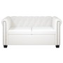 Sofás Chesterfield de 2 y 3 plazas cuero sintético blanco