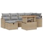 Conjunto de sofá de jardín con cojín 7 pcs Beige Poliratán