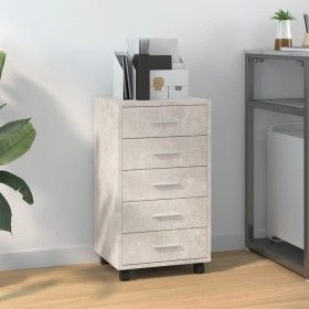 Concrete gray plywood chest of drawers with wheels by vidaXL, Lockers and storage cabinets - Ref: Foro24-342672, Price: 76,54...
