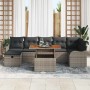 Conjunto de sofá de jardín con cojín 8 pcs Gris Poliratán