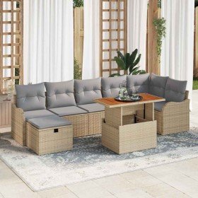 Conjunto de sofá de jardín con cojín 8 pcs Beige Poliratán en Conjuntos de jardín | Comprar online en Foro24