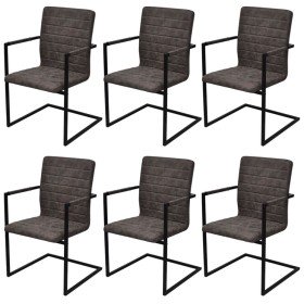 Sillas voladizas de comedor 6 unidades cuero artificial marrón Sillas voladizas de comedor 6 unidades cuero artificial marrón