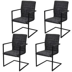 Sillas de comedor voladizas 4 unidades cuero sintético negro Sillas de comedor voladizas 4 unidades cuero sintético negro