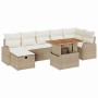 Conjunto de sofá de jardín con cojín 8 pcs Beige Poliratán