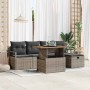 Conjunto de sofá de jardín con cojín 6 pcs Gris Poliratán