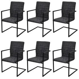 Sillas de comedor voladizas 6 unidades cuero sintético negro Sillas de comedor voladizas 6 unidades cuero sintético negro