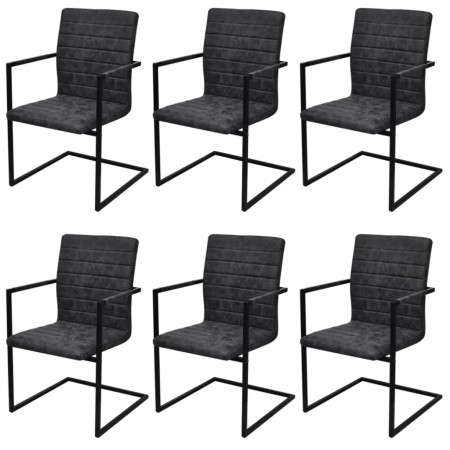 Sillas de comedor voladizas 6 unidades cuero sintético negro