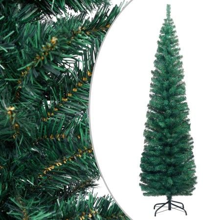 Árbol de Navidad artificial delgado y soporte PVC verde 210 cm by vidaXL, Christmas trees - Ref: Foro24-320951, Price: 57,78 ...