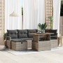 Conjunto de sofá de jardín con cojín 7 pcs Gris Poliratán