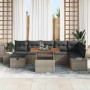 Conjunto de sofá de jardín con cojín 8 pcs Gris Poliratán