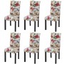 Sillas de comedor 6 uds tela multicolor