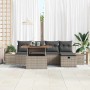 Conjunto de sofá de jardín con cojín 6 pcs Gris Poliratán