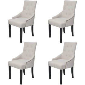 Sillas de comedor 4 unidades tela gris crema Sillas de comedor 4 unidades tela gris crema