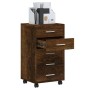 Smoked oak plywood chest of drawers with wheels by vidaXL, Lockers and storage cabinets - Ref: Foro24-342674, Price: 102,61 €...