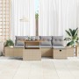 Conjunto de sofá de jardín con cojín 6 pcs Beige Poliratán