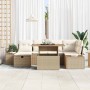 Conjunto de sofá de jardín con cojín 7 pcs Beige Poliratán