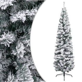 Árbol de Navidad artificial delgado verde con nieve PVC 240 cm