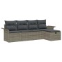 Conjunto de sofá de jardín con cojín 5 pcs Gris Poliratán