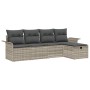Conjunto de sofá de jardín con cojín 5 pcs Gris claro Poliratán