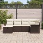 Conjunto de sofá de jardín con cojín 6 pcs Marrón Poliratán