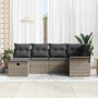 Conjunto de sofá de jardín con cojín 6 pcs Gris Poliratán