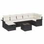 Conjunto de sofá de jardín con cojín 8 pcs Negro Poliratán