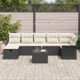 Conjunto de sofá de jardín con cojín 8 pcs Negro Poliratán