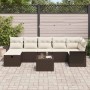 Conjunto de sofá de jardín con cojín 8 pcs Marrón Poliratán