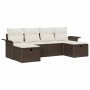 Conjunto de sofá de jardín con cojín 6 pcs Marrón Poliratán