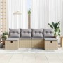 Conjunto de sofá de jardín con cojín 6 pcs Beige Poliratán
