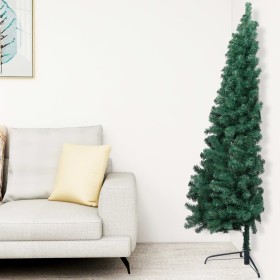 Medio árbol de Navidad artificial con soporte PVC verde 150 cm