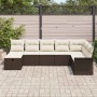 Conjunto de sofá de jardín con cojín 8 pcs Marrón Poliratán