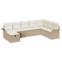 Conjunto de sofá de jardín con cojín 8 pcs Beige Poliratán