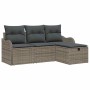 Conjunto de sofá de jardín con cojín 4 pcs Gris Poliratán