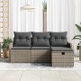 Conjunto de sofá de jardín con cojín 4 pcs Gris Poliratán