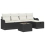 Conjunto de sofá de jardín con cojín 6 pcs Negro Poliratán