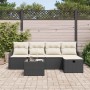 Conjunto de sofá de jardín con cojín 6 pcs Negro Poliratán